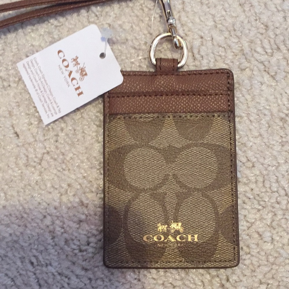 Coach card holder with lanyard- NEW WITH TAGS